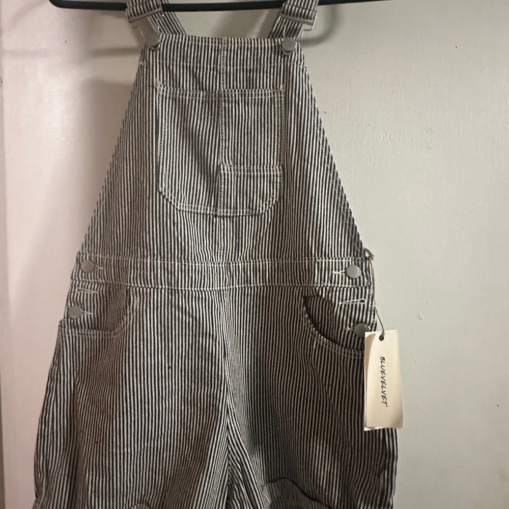 Black & White Pinstripe Bib Overalls